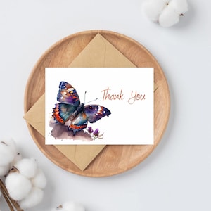 Vielen Dank Aquarell Schmetterling Grußkarten | Bunte Schmetterlinge | Danke-Karte