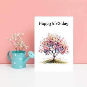 Alles Gute zum Geburtstag Aquarell Pastell Baum Grußkarten