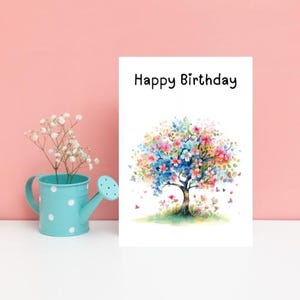 Alles Gute zum Geburtstag Aquarell Pastell Baum Grußkarten