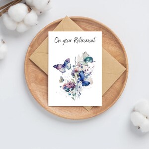 Cartes de voeux de papillons aquarelles pour votre retraite | 10 modèles