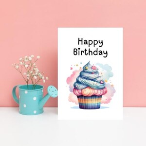 Alles Gute zum Geburtstag Aquarell Pastell Cupcake Grußkarte