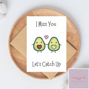 Ik mis je aquarel avocado wenskaart