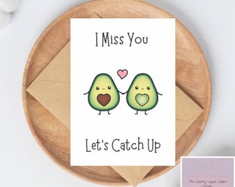 Te extraño aguacate acuarela Tarjetas de felicitación