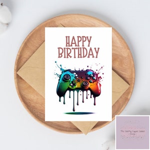 Feliz cumpleaños Gamer / Tarjetas de felicitación del controlador de juego / Tarjeta de adolescente / Tarjeta de niño hombre