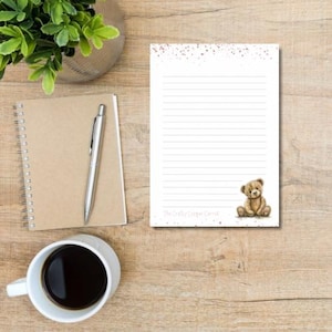 Bloc-notes doublé A5 Ours en peluche de luxe de 50 pages | Papeterie mignonne d'ours de nounours | Bloc-notes de bureau
