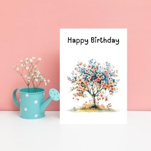Alles Gute zum Geburtstag Aquarell Pastell Baum Grußkarten
