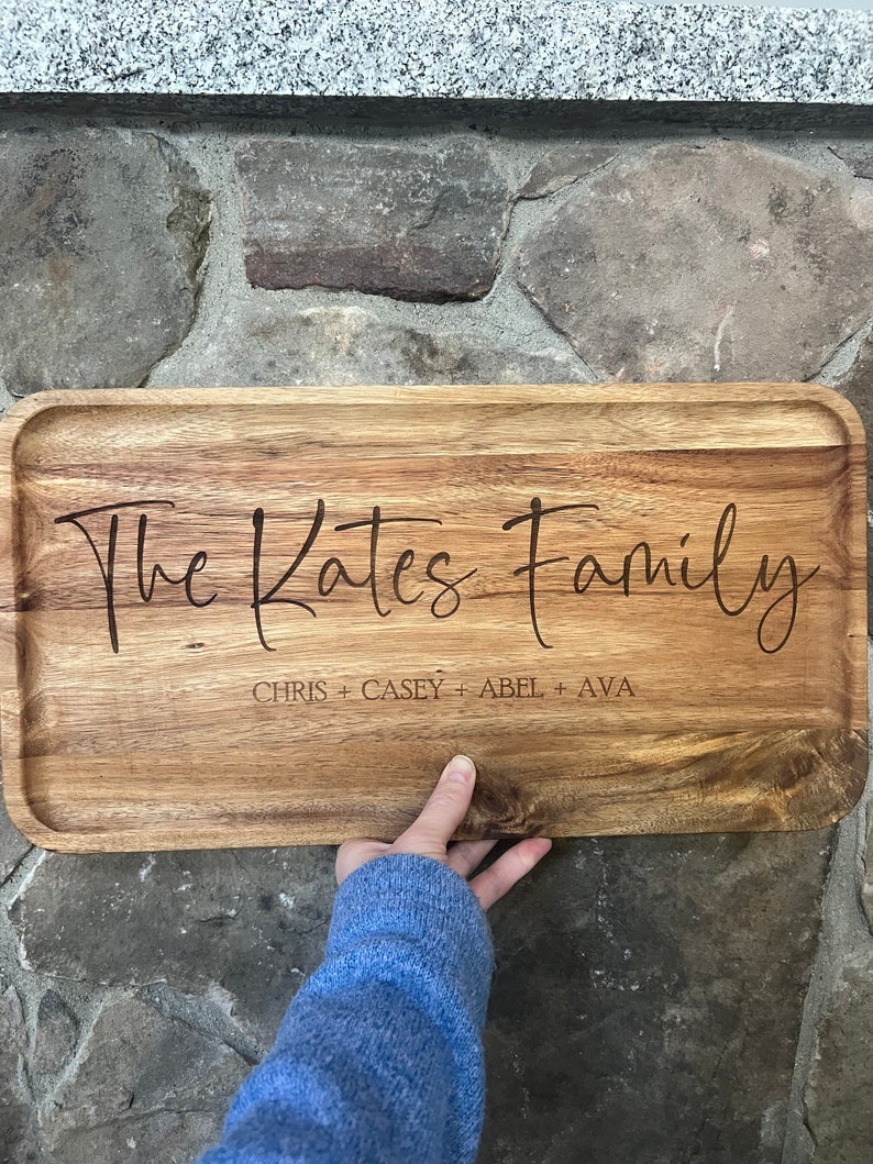 Acacia Wood Personalized Name Tray - Etsy