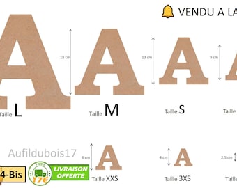 04-Bis Lettre en bois plusieurs Tailles et Épaisseurs, Police d'écriture Numéro 04-Bis en Gras, Lettre à personnaliser. VENDU A LA LETTRE