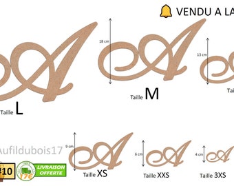10.  Lettre en bois plusieurs Tailles et Épaisseurs Police d'écriture Numéro 10. Lettre Prénom à personnaliser. VENDU A LA LETTRE