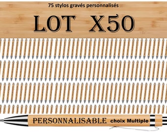 DEGRESSIF. Prix d'1 Stylo Dès 50 Stylos Bambou à personnaliser. Cadeau Personnalisé Noel jour l'an Bonne année invité Mariage Baptême Asem