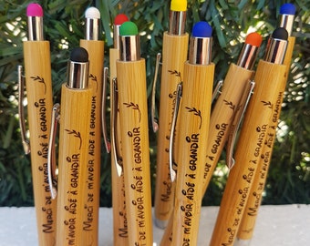 N3-Tarif d'1 Stylo DEGRESSIF Dès 5 Stylos Bois Bambou Personnalisable. Cadeau Invité Mariage Baptême Parrain Marraine Noël Fête fin d'année