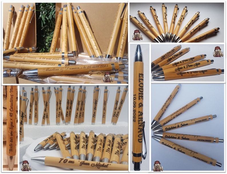 DEGRESSIF. Prix d'1 Stylo Dès 50 Stylos Bambou à personnaliser. Cadeau Personnalisé Noel jour l'an Bonne année invité Mariage Baptême Asem image 10