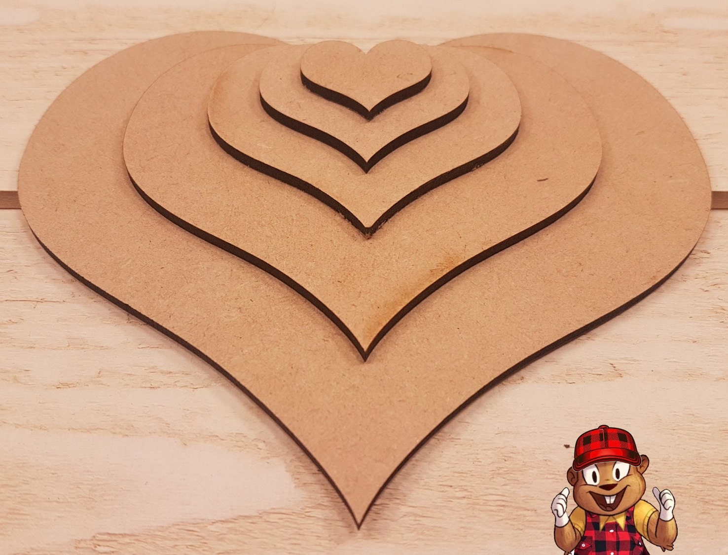 Lots de 5 Coeurs en Bois Mdf, Épaisseur 3mm, Tailles Différentes, Support à Finir Décorer.
