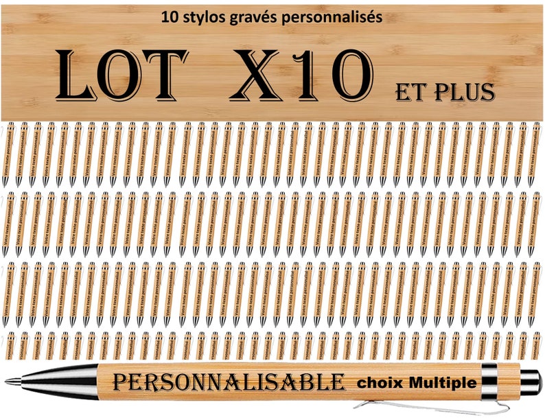 DEGRESSIF Tarif d'1 stylo Dès 10 Stylos Bois bambou Personnalisable Cadeau Souvenir à personnaliser Baptême Mariage Naissance Nounou Asem image 1