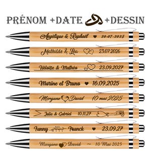 Stylo Prénom invité - Gravure Personnalisée Nom Date et Dessin - Beige Clair