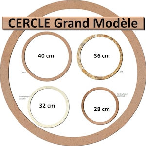 GM. Cercle Bois Grand Modèle à décorer. Anneau couronne Bois MDF Contreplaqué OSB. Plusieurs Dimensions grandes Tailles Mariage Déco chambre
