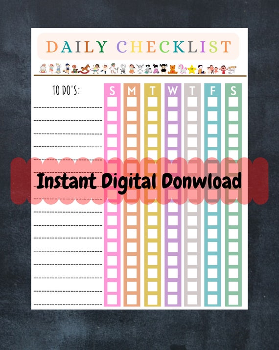 Seven Days Editable Checklistprintable Planner Daily Routine Habit.