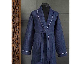 Cotton Hooded Bathrobe PERSONALIZED BRIDAL BATHROBES For Bridal Shower Long Waffle Unisex 7041 Embroidered Luxury Robe Gift Robe De Chambre - Israel
