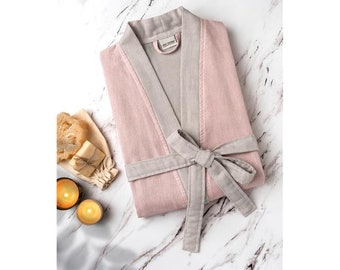 Organic Cotton Bathrobe with Pockets, Soft Cotton Robe, Long Morning Cotton Gown, Long Cotton Longwear Robe, Unisex Robe
