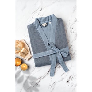 Organic Cotton Bathrobe with Pockets, Soft Cotton Robe, Long Morning Cotton Gown, Long Cotton Longwear Robe, Unisex Robe
