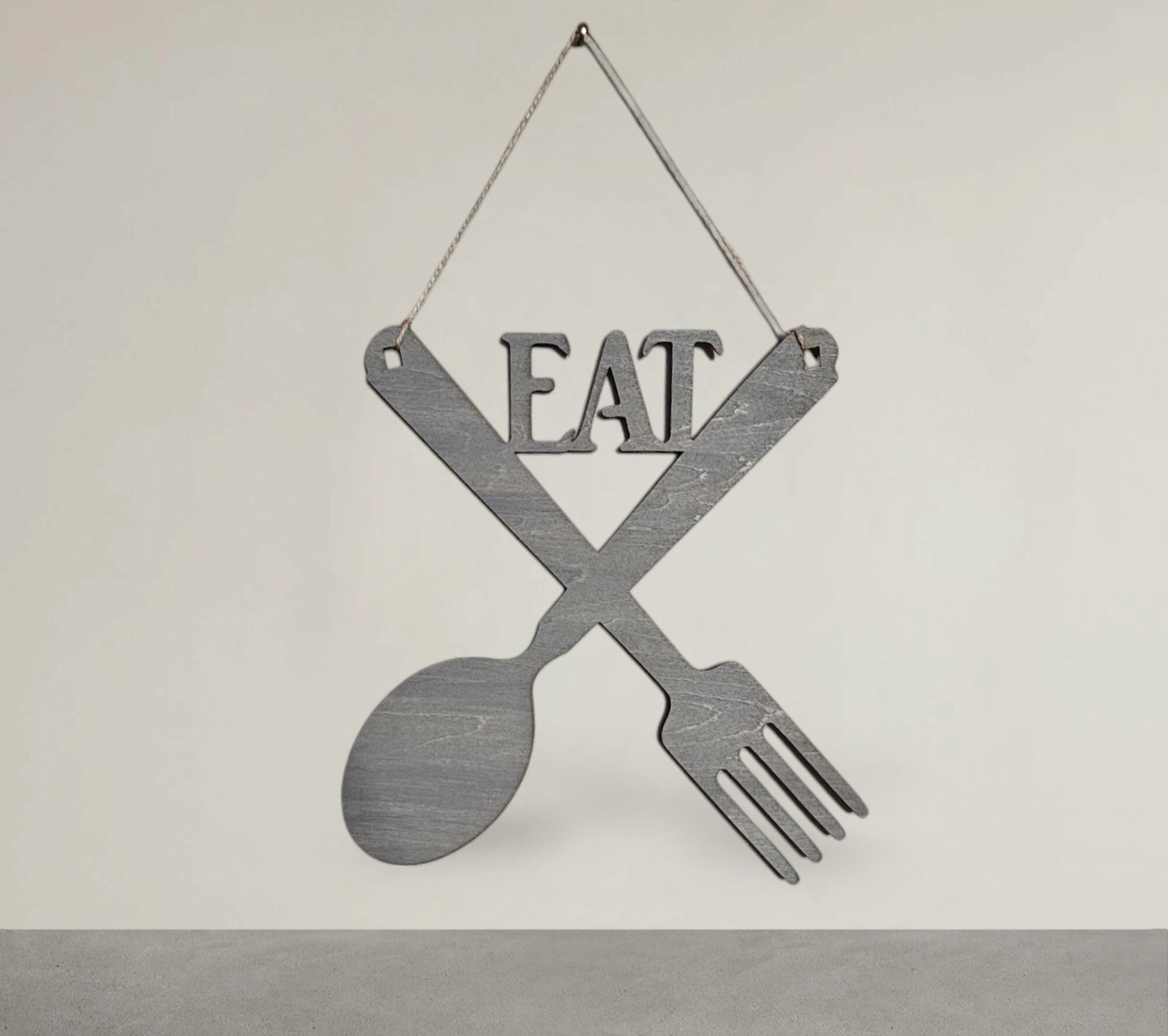 Wood Fork & Spoon Wall Decor-eat-11.5x11.5 - Etsy