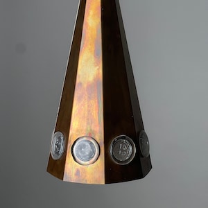 Vintage Copper lamp, octogone shape with 8 glass ornaments, Design by Danish Svend Aage Holm Sørensen - mid-century Scandinavian design