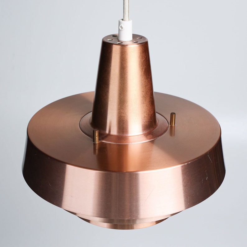 Vintage Danish pendant in warm copper tone, Jeka Metaltryk 1960s MCM Denmark design lamp lighting image 3