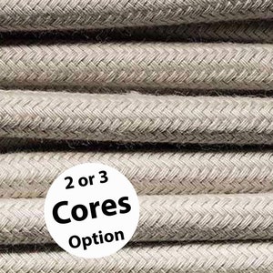 Beige dove cotton, round textile electric cable, Made in Italy
