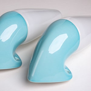 Glass sconces lamp, blue, by Sigvard Bernadotte, for Swedish Ifö. Beautiful, vintage, 1960s, porcelain, model 6035. image 2