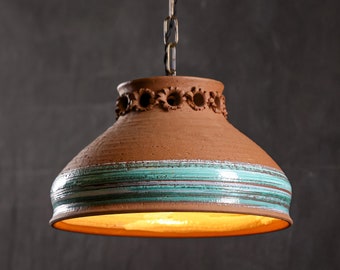 Una lámpara colgante vintage de gres cerámico de Per Engstrøm Dinamarca Diseño de iluminación danés MCM