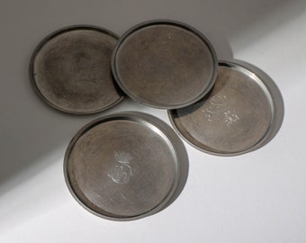 Vintage Danish Just Andersen Pewter Glass Coasters 1920s