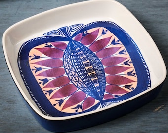 Ceramic, fajance, hand painted, appel, dish, by Beth Breyen, for Royal Copenhagen. 1960’s, large, tray, "Tenera" series, model 168-2884