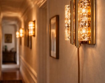 Hans-Agne Jakobsson Orrefors Sconce, Mid-Century Brass Glass Wall Lamp