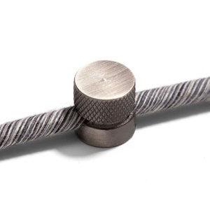Wall mounting, metal cable clip for fabric cables, Lamp wire decentraliser Brushed titanium