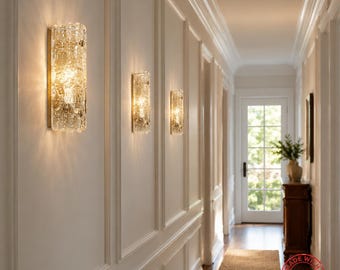 Vintage Carl Fagerlund Orrefors Brass Glass Sconce, 1960s