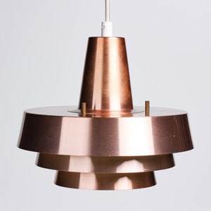 Vintage Danish pendant in warm copper tone, Jeka Metaltryk 1960s MCM Denmark design lamp lighting image 2