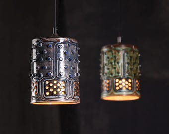 Vintage Ceramic Hanging Lamps, Jette Hellerøe Axella Danish Design  (Sold as a pair)