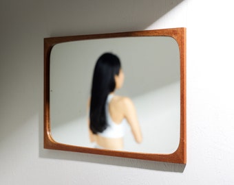 A vintage Danish teak wood mirror, 1960’s, by Aarhus Glasimport, MCM Scandinavian Design from the 1960s