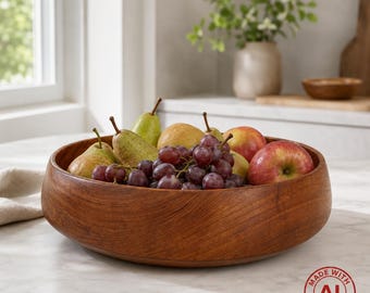 Vintage Deense teakhouten kom – grote snackschaal uit het midden van de eeuw, Scandinavisch modern keukendecor