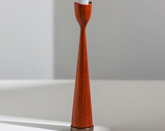 Vintage, Brass and teak Candlestick, Danish classic mid-century design, 1950s (sfs)
