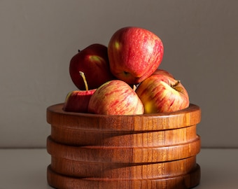 1960s Scandinavian Moden Staved Teak Fruit bowl, design by Woodline Denmark