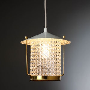 Vintage Danish design brass and glass ceiling lamp, hallway lamp, lantern