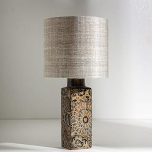 Lámpara de mesa vintage Royal Copenhagen Baca, color marrón y azul, Nils Thorsson 870/3259