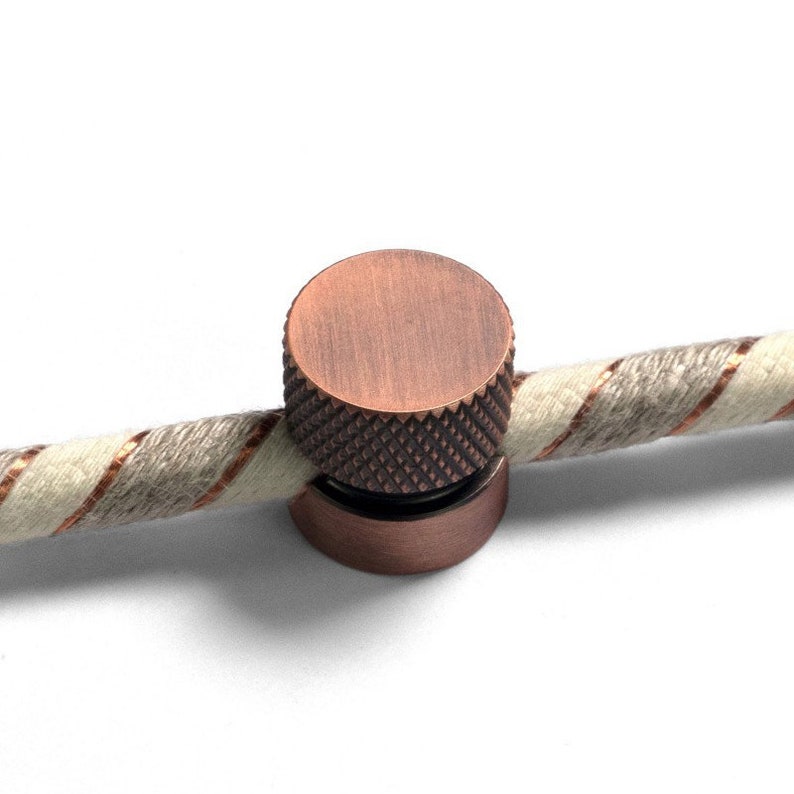 Wall mounting, metal cable clip for fabric cables, Lamp wire decentraliser Brushed copper