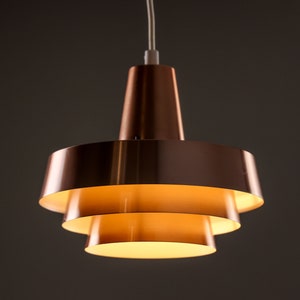 Vintage Danish pendant in warm copper tone, Jeka Metaltryk 1960’s MCM Denmark design lamp lighting