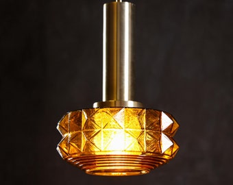 A large vintage glass pendant lamp by Carl Fagerlund for Orrefors Sweden MCM Scandinavian lighting design