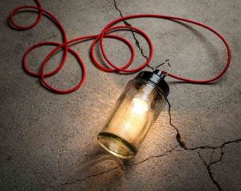 Industrial Bakelite Pendant Light with Ribbed Glass, 1970s