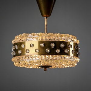 Hollywood Regency Chandelier, Crystal, Mid-Centry Pendant Light