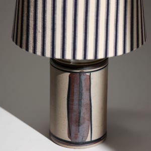 Vintage Helle Stentøj Keramik Tischlampen Basis Beige Braun, Dänemark