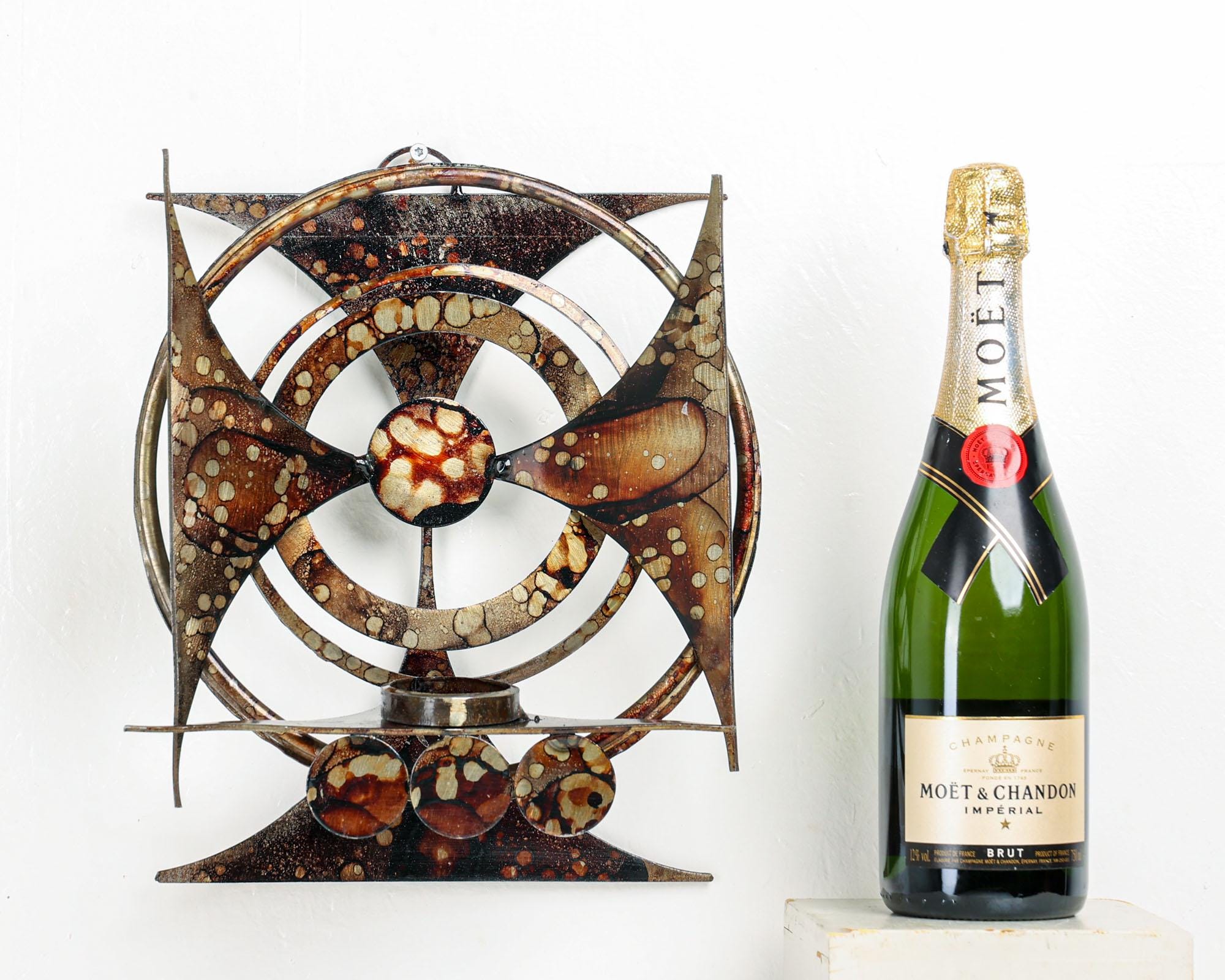 Set of Brutalist Wall Relief by Henrik Horst With Candle Light